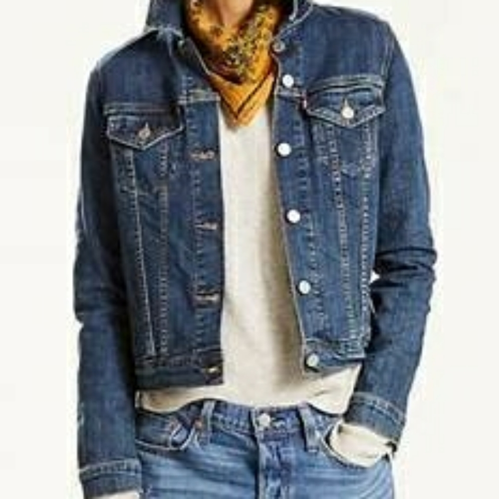 Custom Levi’s Trucker Embroidery Denim Jacket NWT XS - Picture 5 of 6
